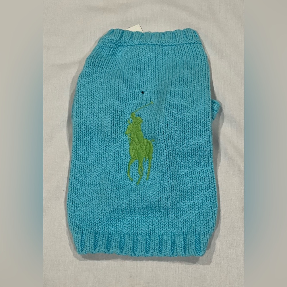 COPY - COPY - Polo Dog Sweater Size S / M  Cotton Big Pony Logo, Light Blue Col…
